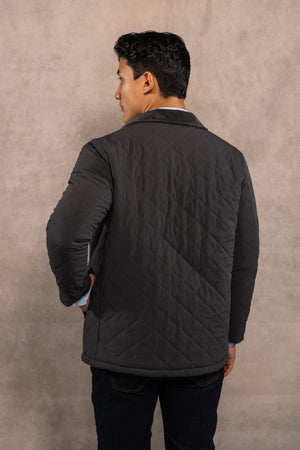 Chaqueta acolchada rombos gris para hombre marca DANTE regular fit foto detalle tela