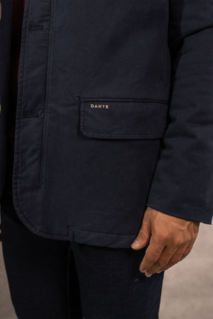 Chaqueta 1980 azul oscuro para hombre marca DANTE regular fit foto detalle tela