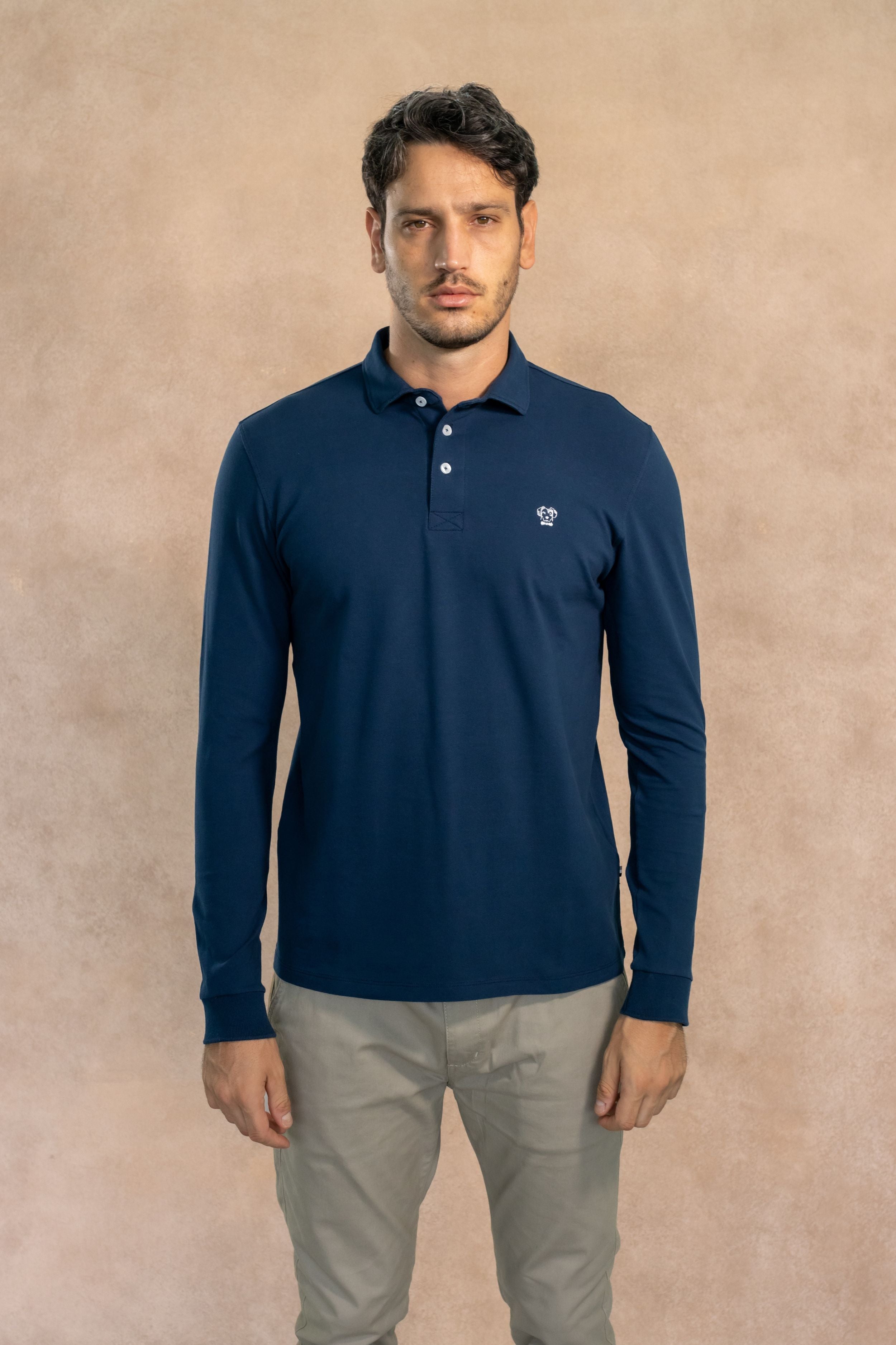 Polo Antimanchas Manga Larga Azul Navy