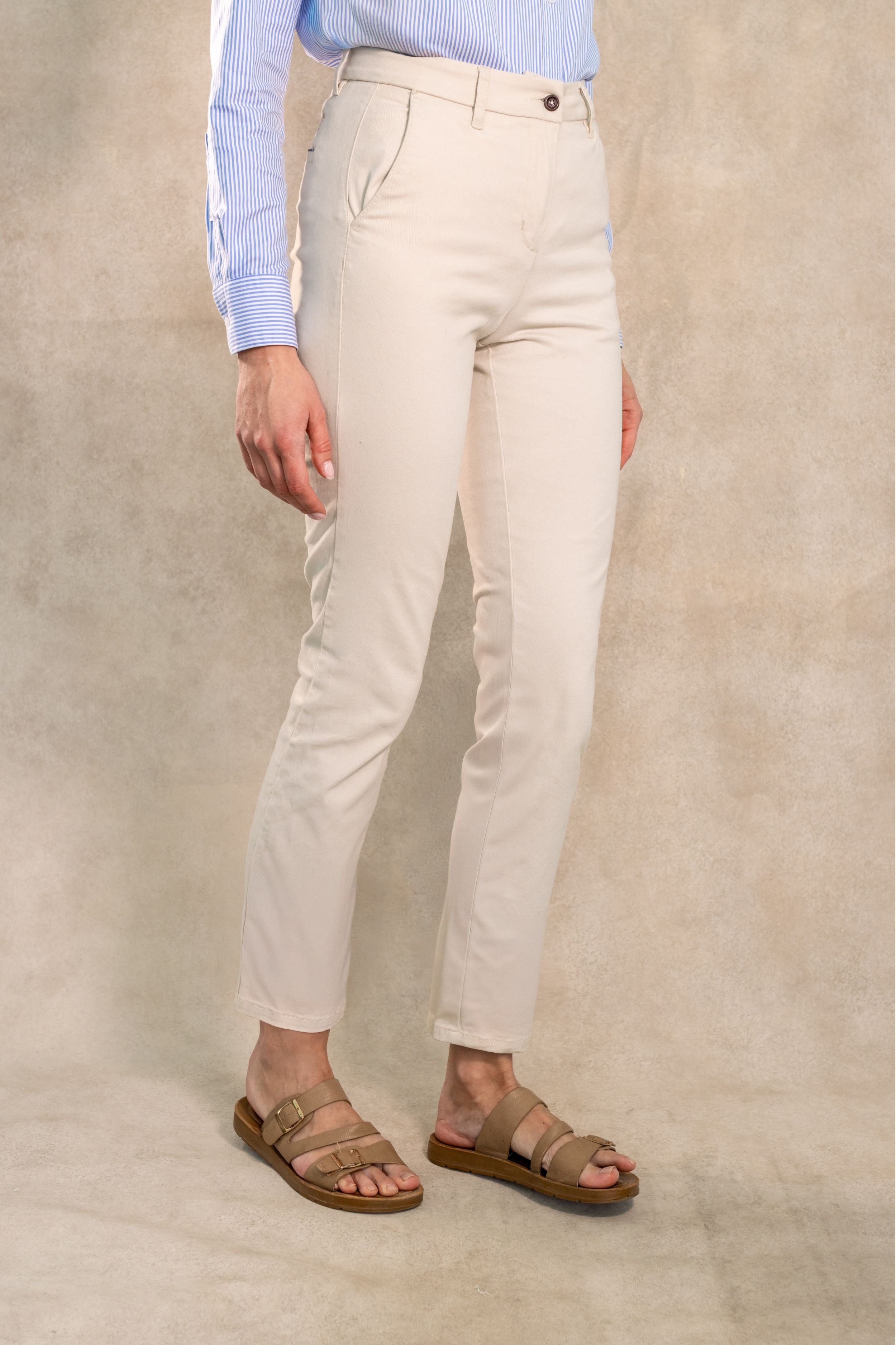 Pantalon Elastico de Mujer Marfil