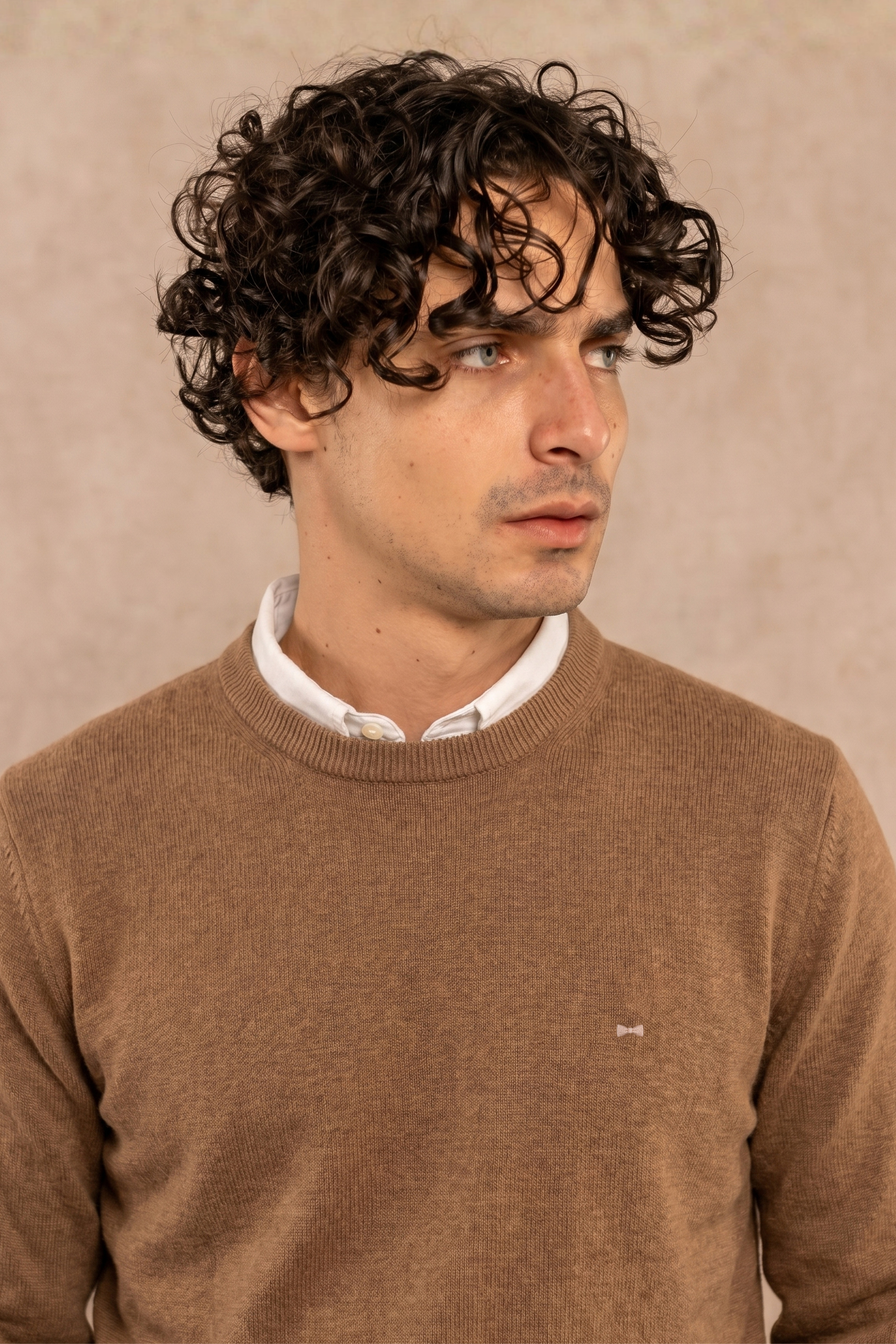Sueter Algodon Peinado Cuello Redondo Cafe