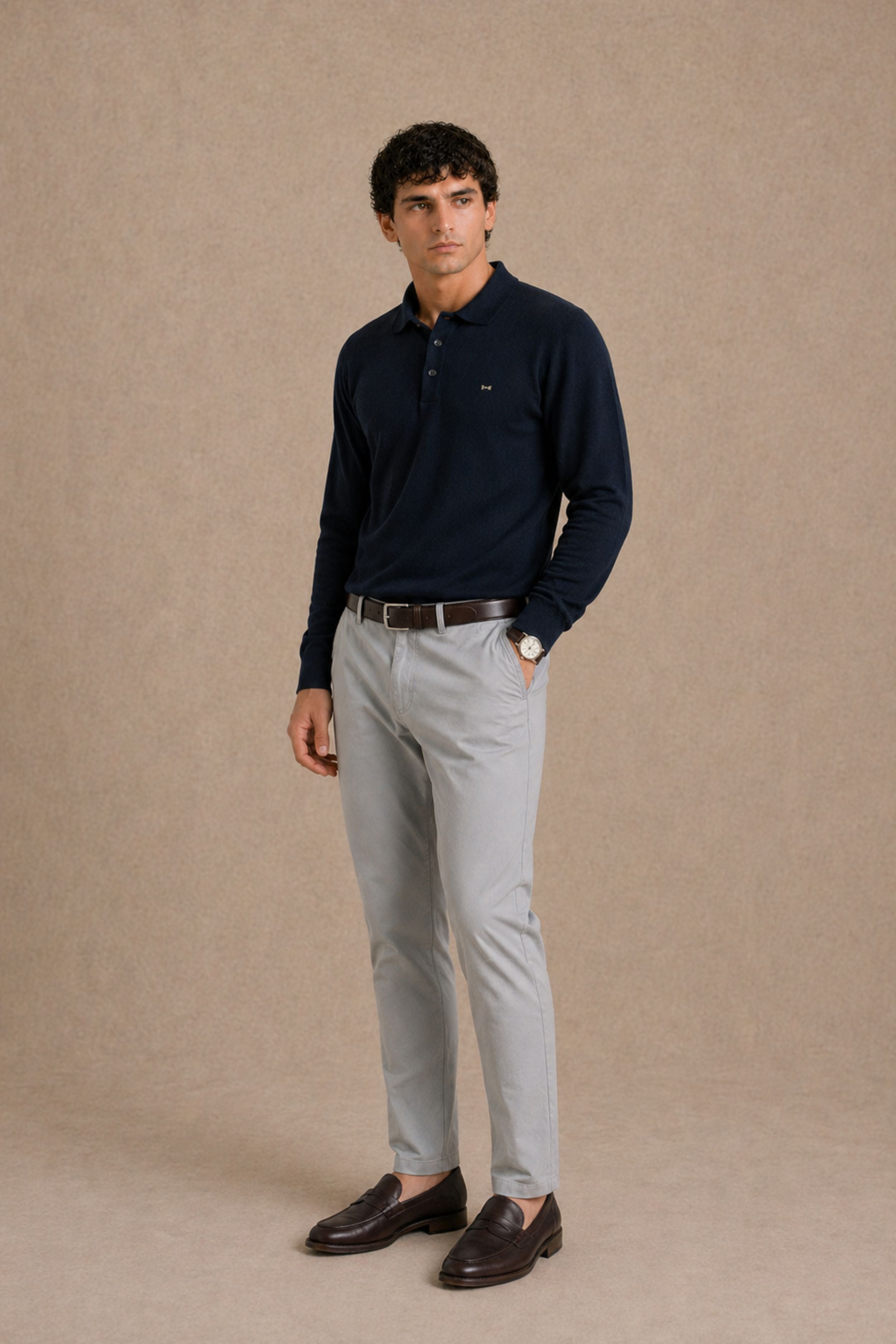 Polo Tejido Manga Larga Midnight