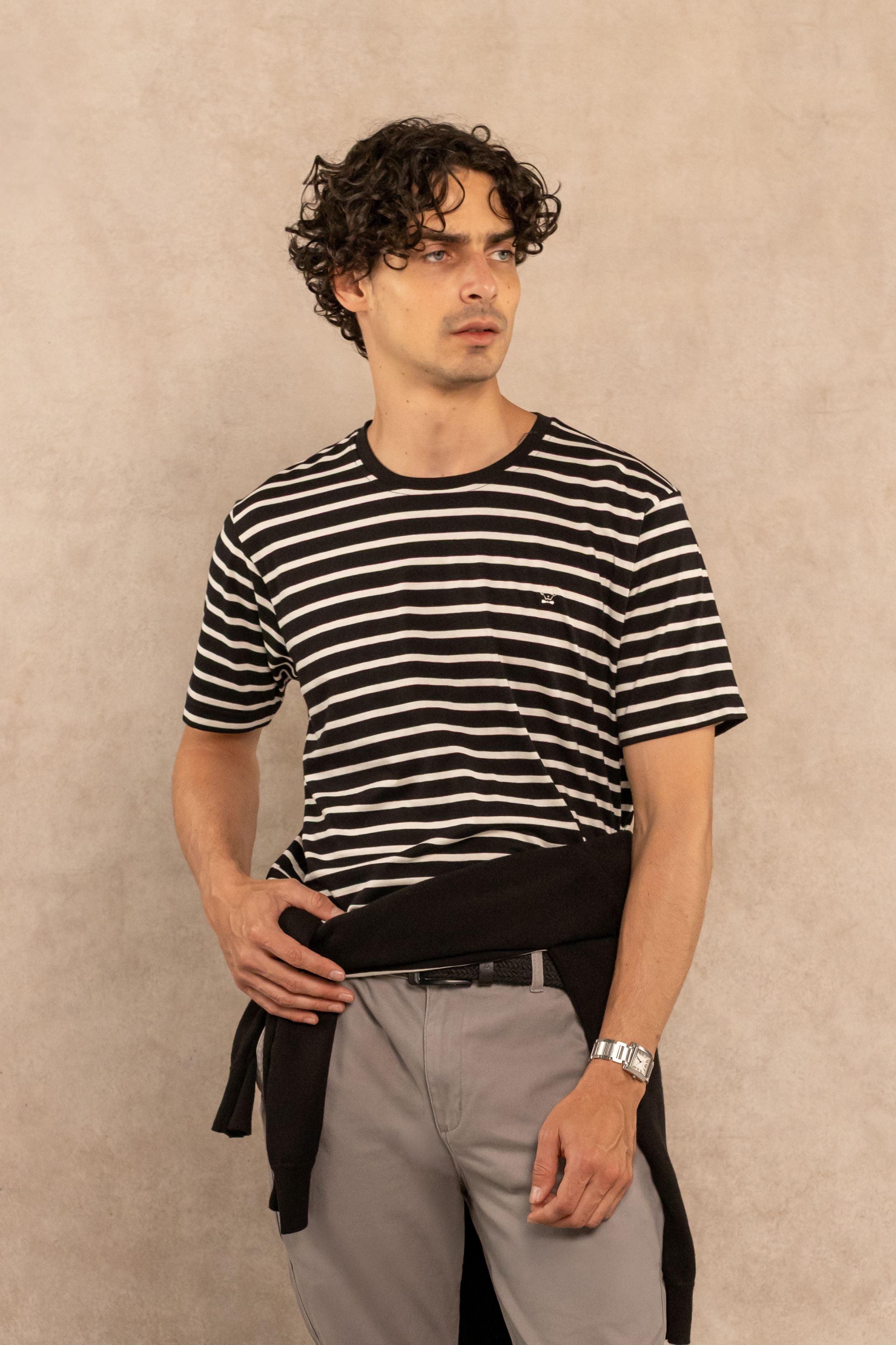Camiseta Antimanchas Rayas Negro y Blanco