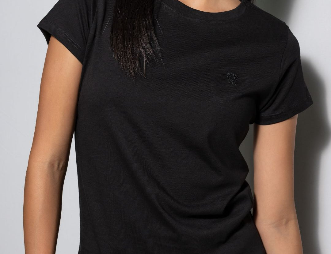 camiseta Antimanchas negra logo negro para mujer de DANTE