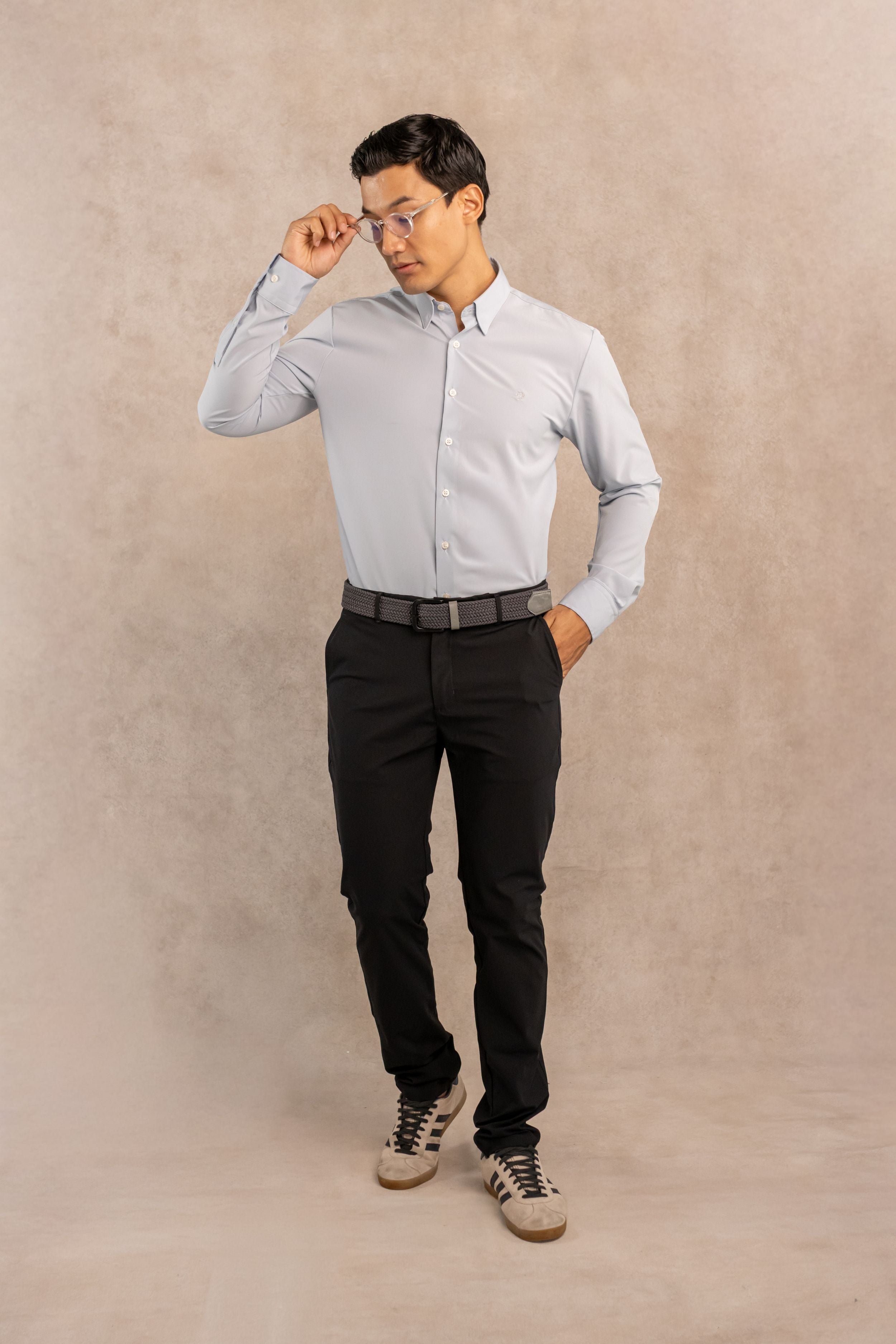 Camisa Performance Antiarrugas Gris Stone