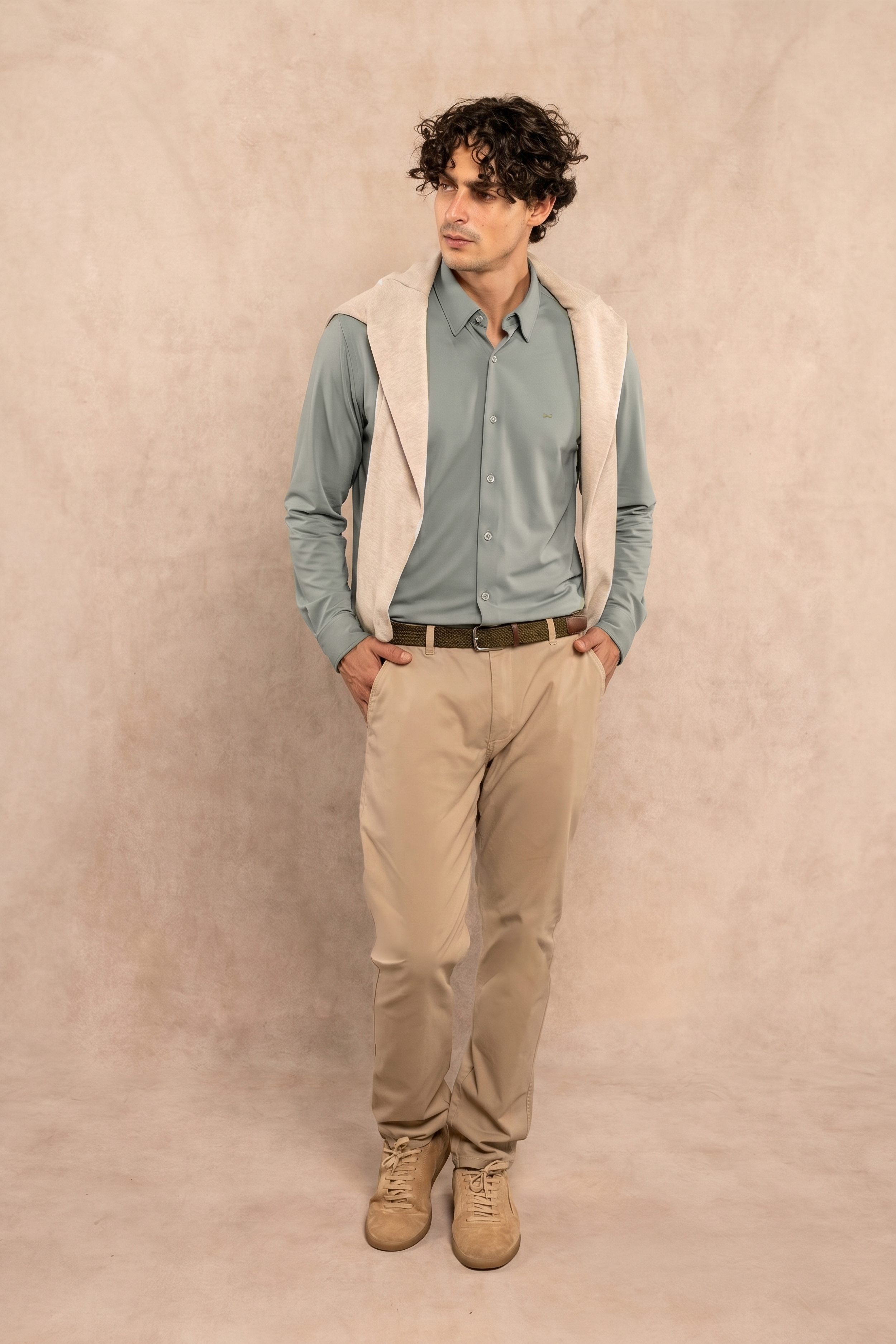 Camisa Performance Antiarrugas Verde Sage