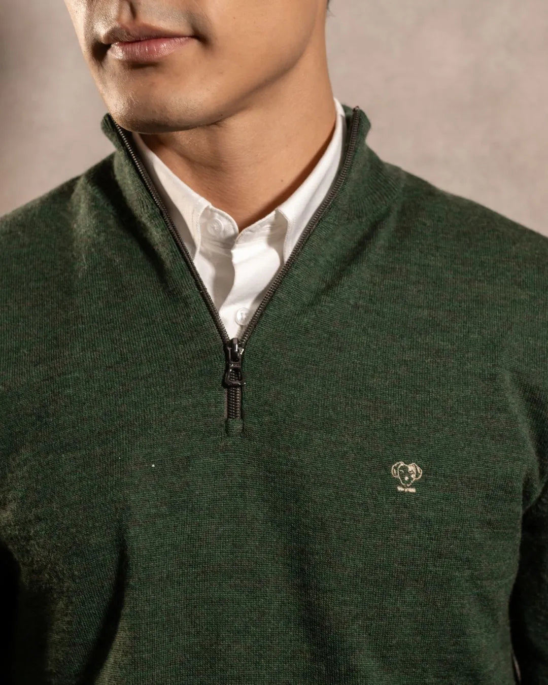Halfzip Merino Antiarrugas Verde Militar