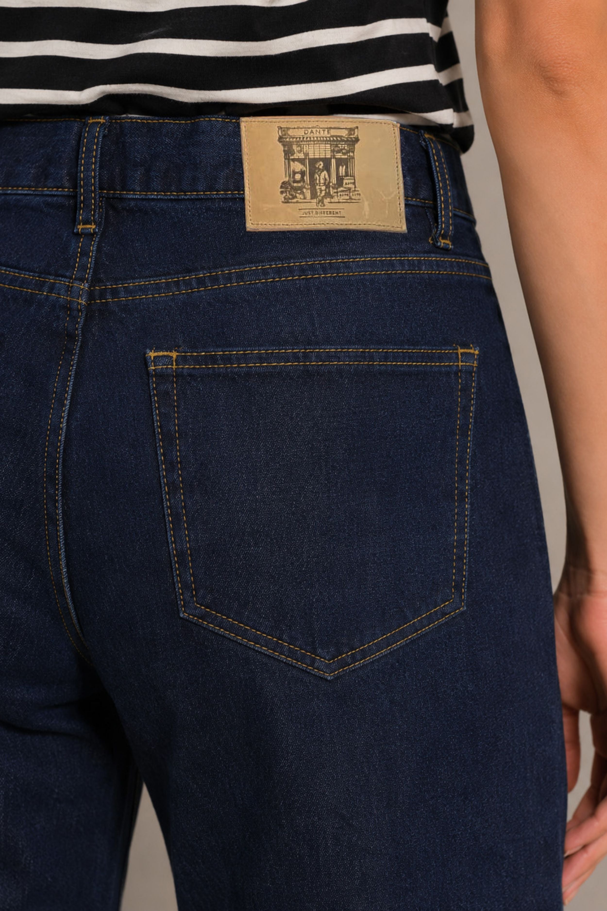 Jean Elastico De Mujer Wideleg Azul Oscuro