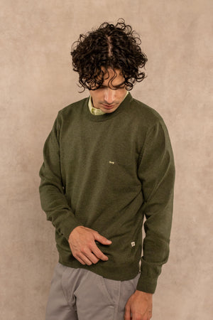 Suéter algodón peinado cuello redondo verde olivine para hombre marca DANTE regular fit foto principal