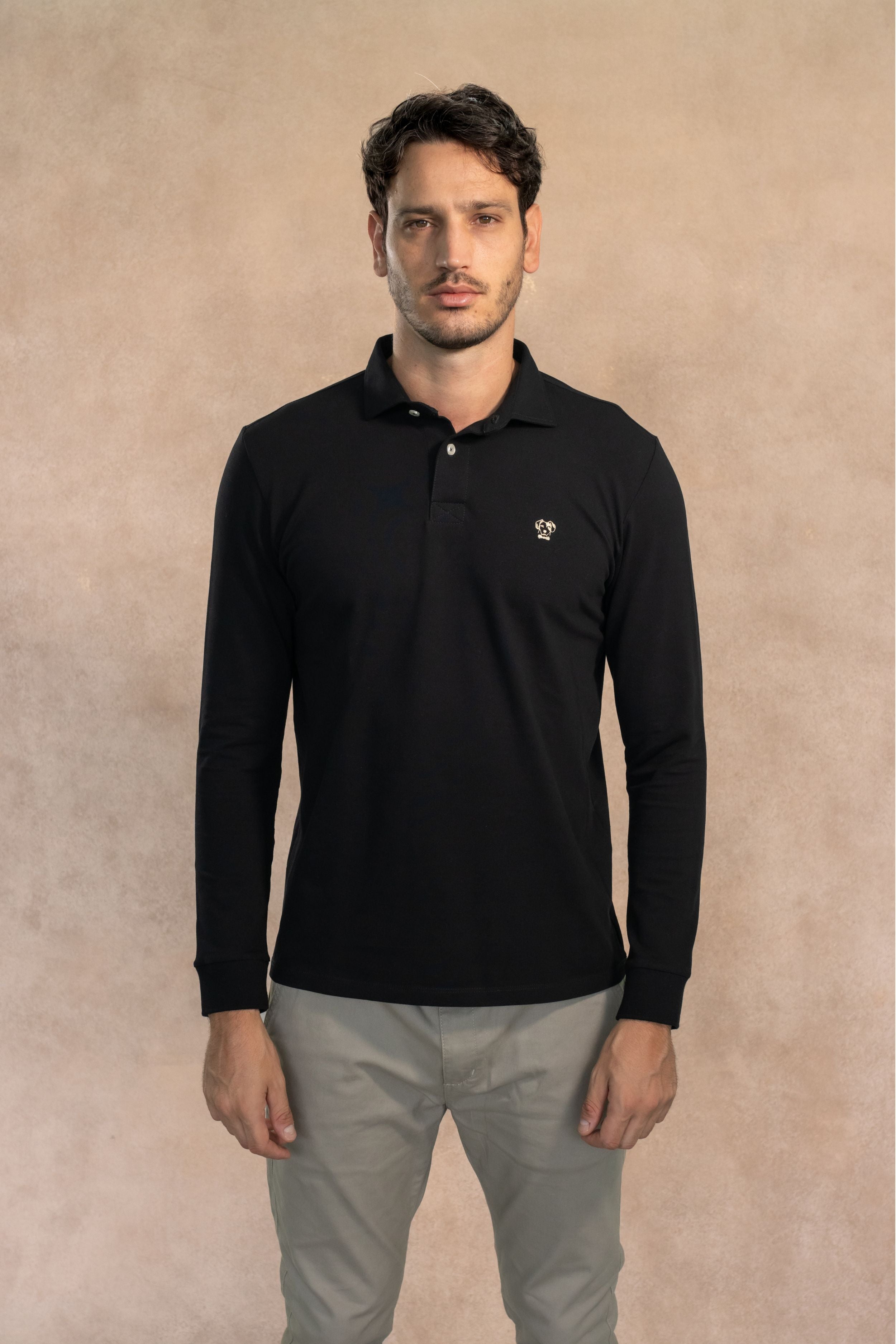 Polo Antimanchas Manga Larga Negro
