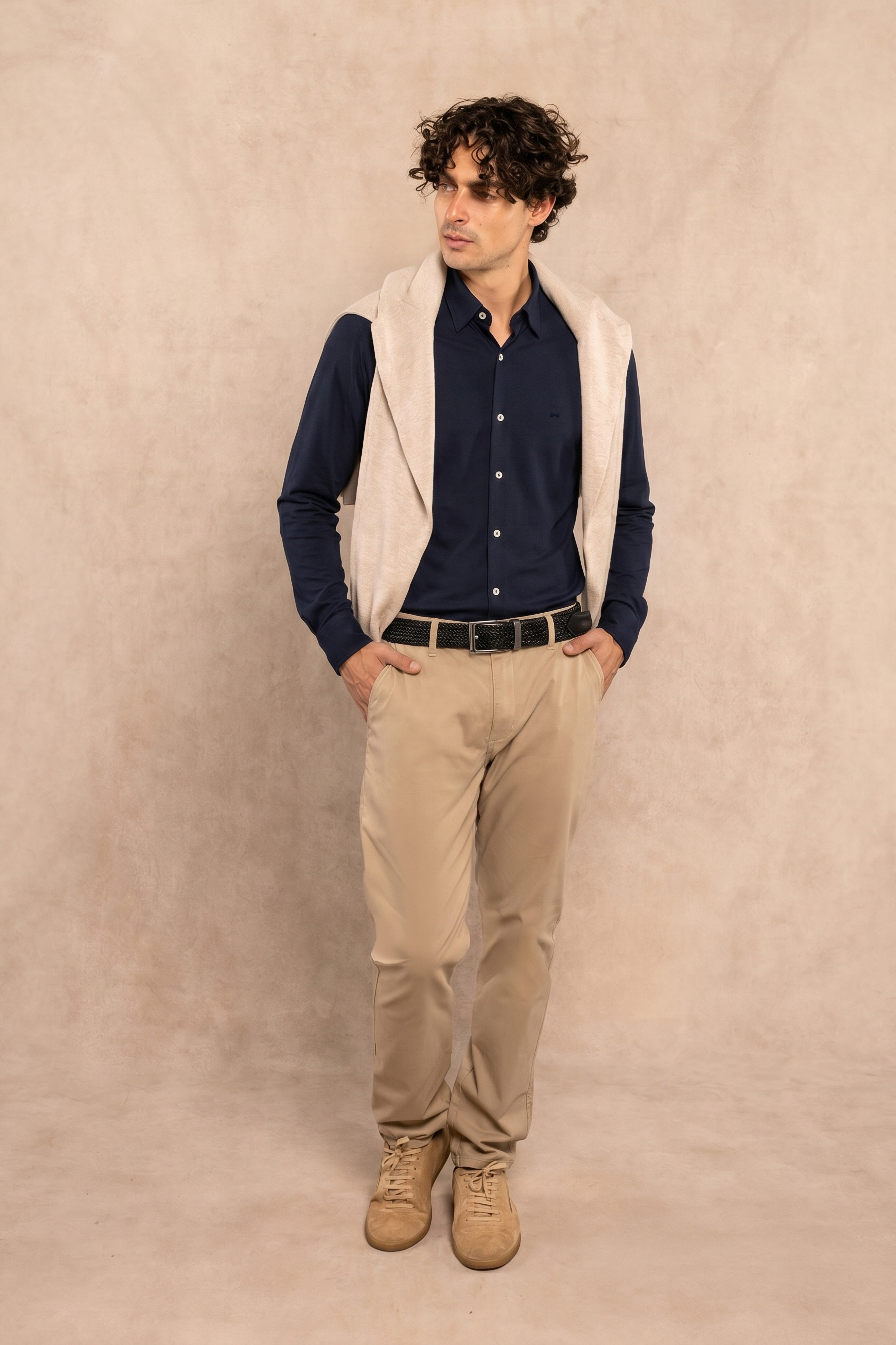 Camisa Performance Oxford Azul Oscuro