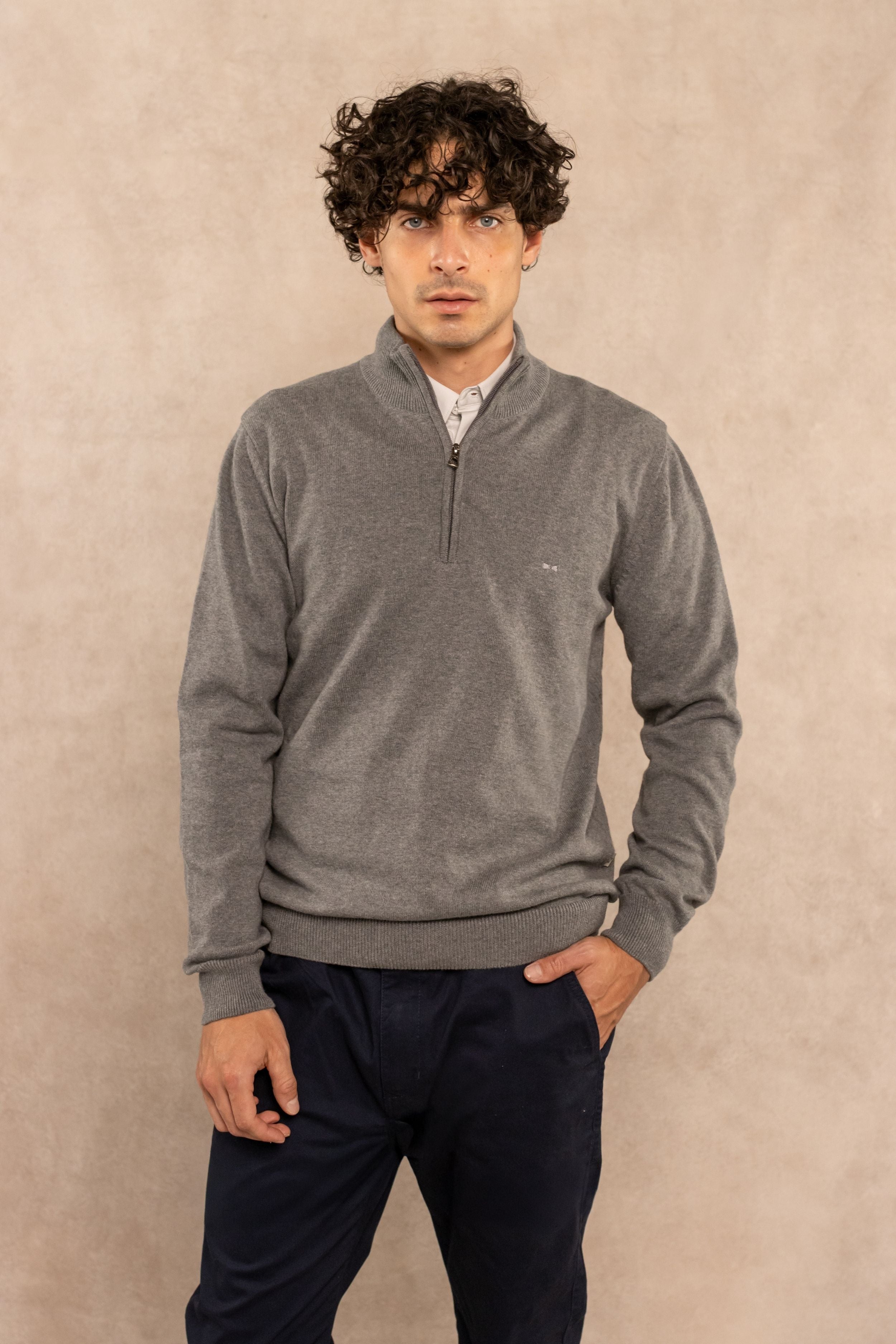Halzip Algodón Peinado Antiarrugas Gris Medio