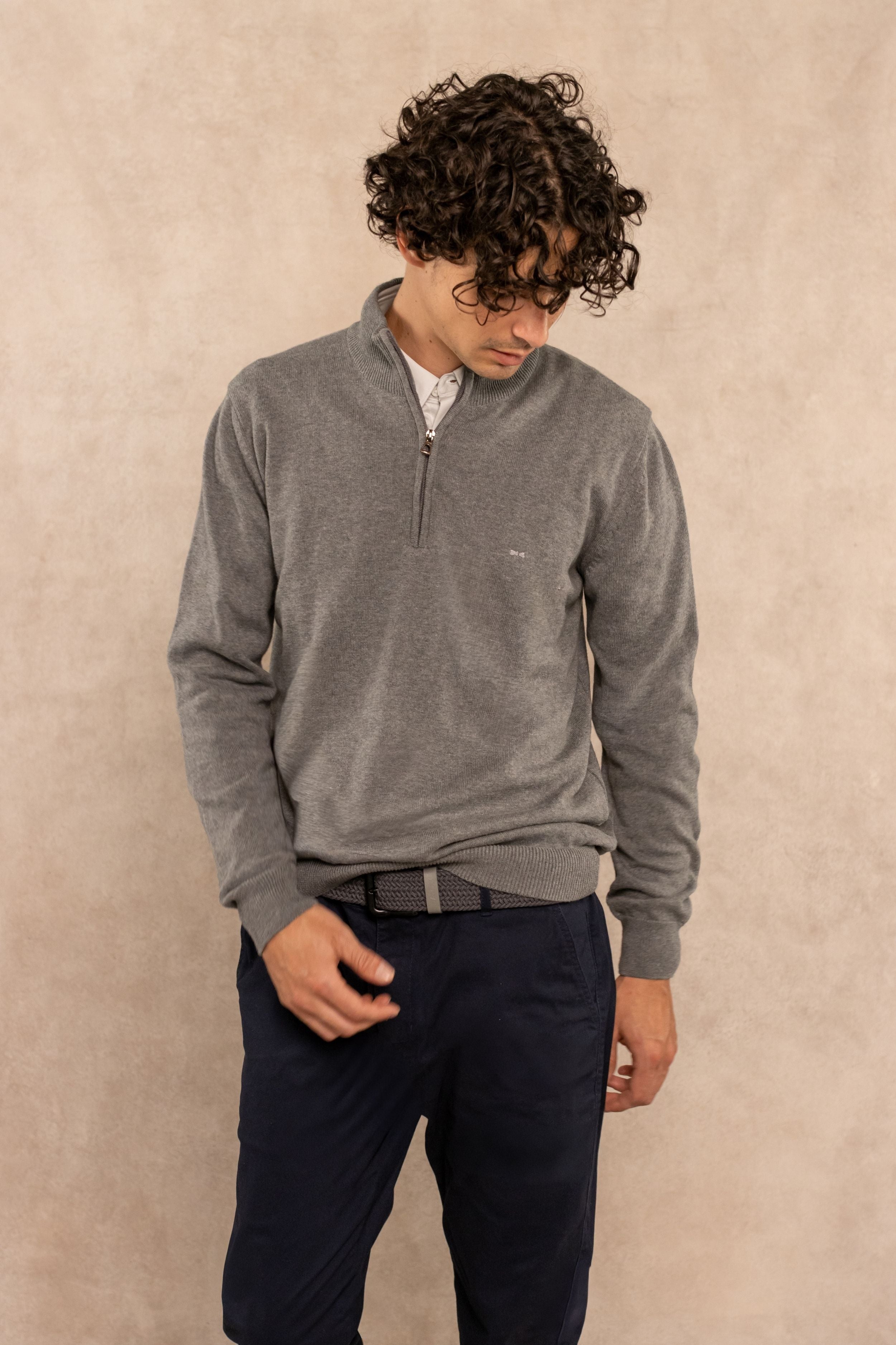 Halzip Algodón Peinado Antiarrugas Gris Medio