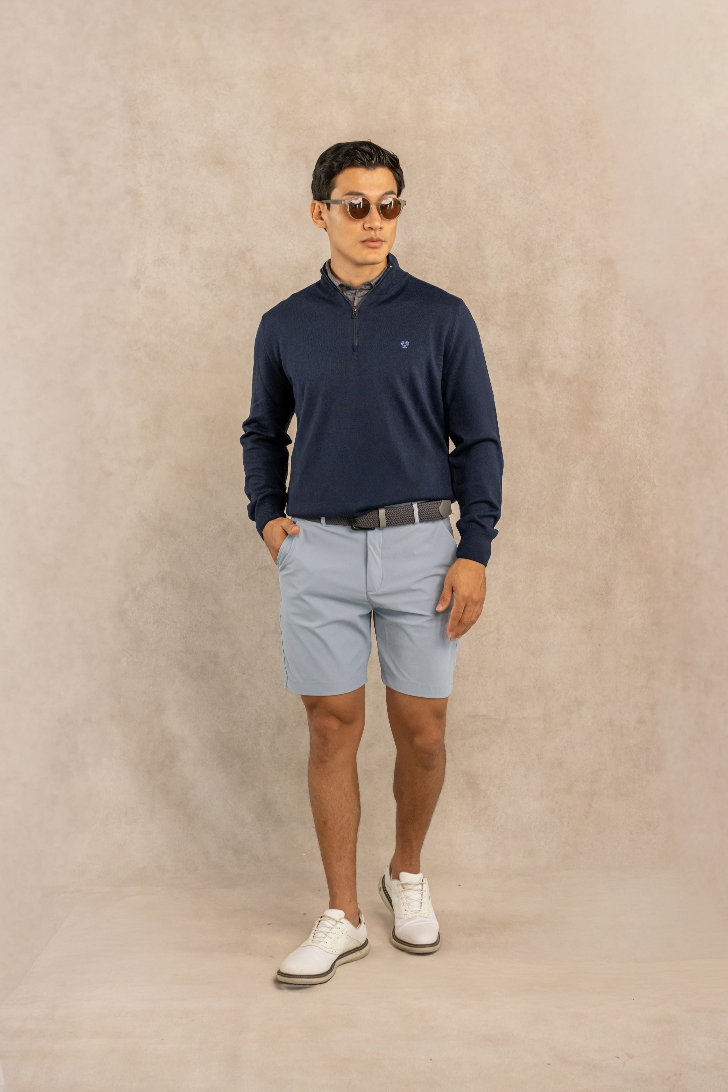Halfzip Merino Antiarrugas Azul Oscuro