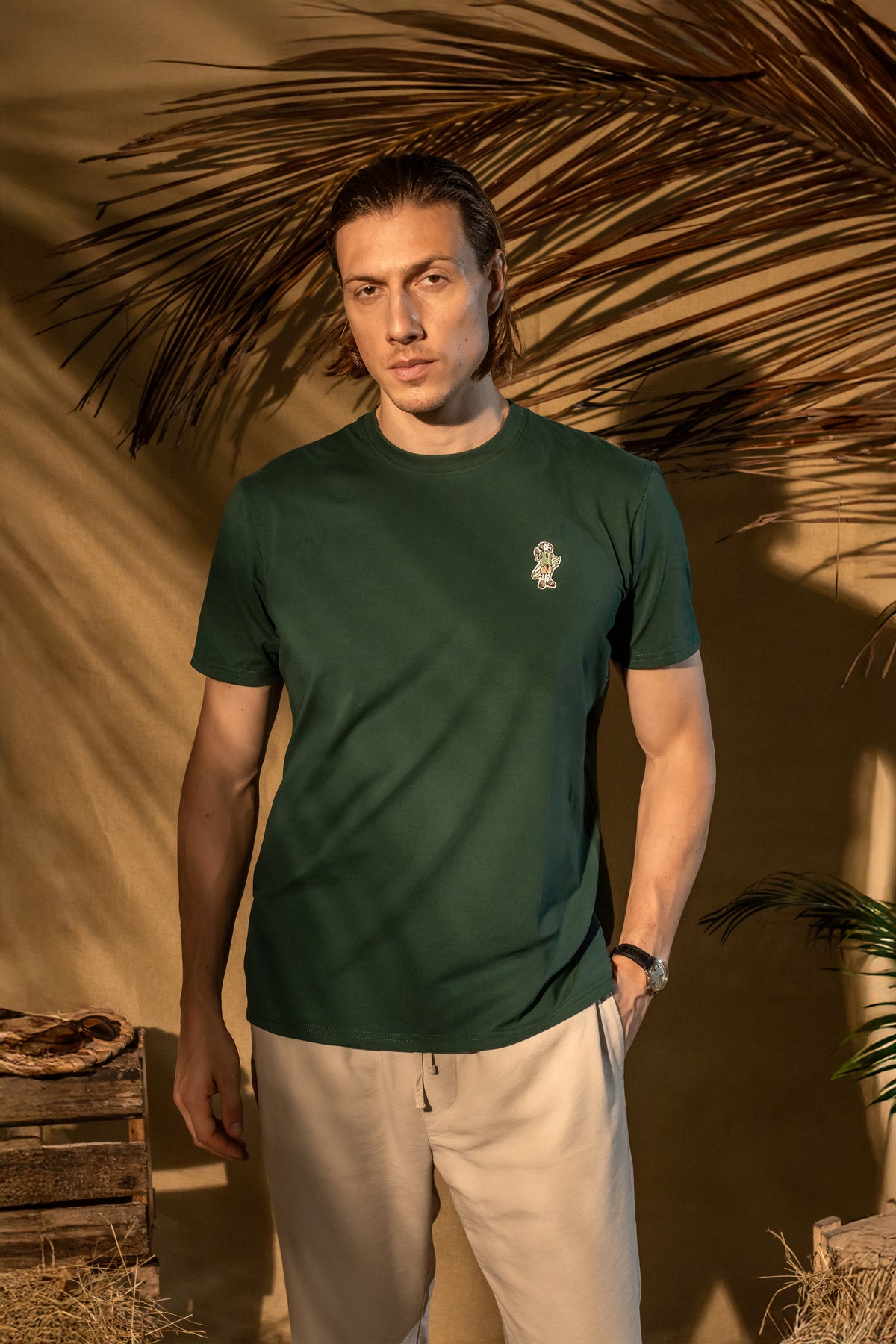 Camiseta Antimanchas Verde Esmeralda Aplique Surf