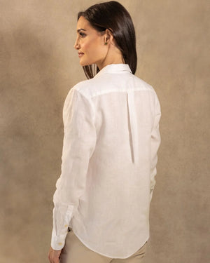 Camisa Lino blanco marca DANTE para hombre regular fit foto espalda