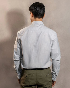 Camisa antimanchas Oxford Rayas Dark Grey Cornell marca DANTE para hombre regular fit foto espalda