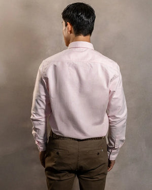 Camisa antimanchas Oxford Rayas Light Pink Columbia marca DANTE para hombre regular fit foto espalda
