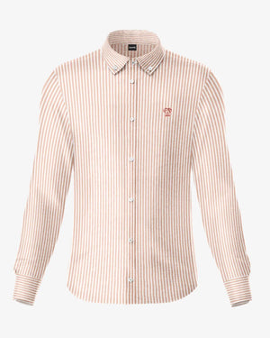 Camisa antimanchas Oxford Rayas coral marca DANTE para hombre regular fit foto mockup