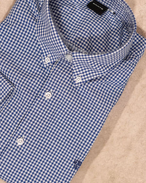 Camisa antimanchas Popelina Cuadros Azul Oscuro Berna para hombre marca DANTE tallaje regular fit foto prenda