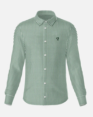 Camisa antimanchas Popelina Cuadros Verde Oscuro Luganos para hombre marca DANTE tallaje regular fit foto mockup