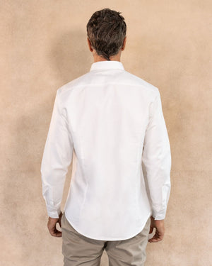 Camisa antimanchas tela algodon oxford color blanco logo azul oscuro para hombre marca DANTE foto espalda