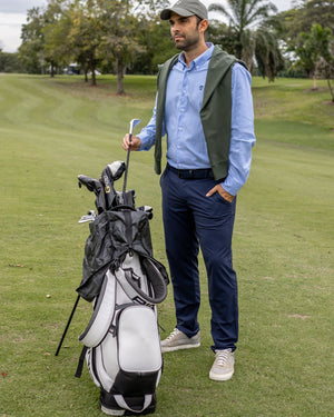 Camisa antimanchas tela algodon oxford rayas color azul Princeton para hombre marca regular fit DANTE foto modelo 3