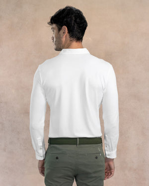 Camisa antimanchas tela algodon piqué color ivory para hombre marca regular fit DANTE foto espalda
