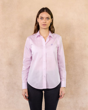 Camisa antimanchas tela algodon popelina color light pink para mujer marca regular fit DANTE foto modelo