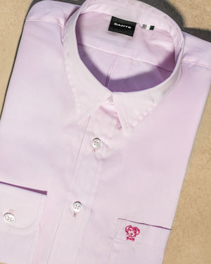 Camisa antimanchas tela algodon popelina con bolsillo color light pink para mujer marca regular fit DANTE foto producto