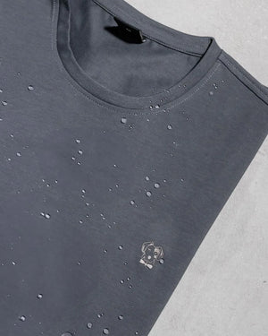 Camiseta antimanchas gris oscuro tallaje regular fit para hombre marca DANTE foto logo