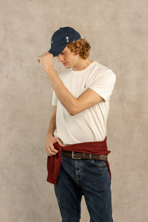 Camiseta antimanchas estampado Ski para hombre marca DANTE regular fit foto detalle tela