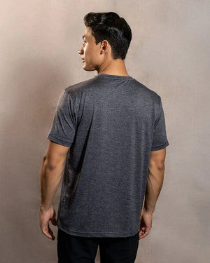 Camiseta Performance Gris Jaspe antiarrugas para hombre marca DANTE tallaje regular fit foto espalda