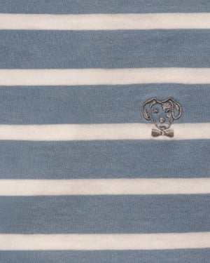 Camiseta antimanchas Rayas Azul Stone mujer marca DANTE tallaje relaxed fit foto logo