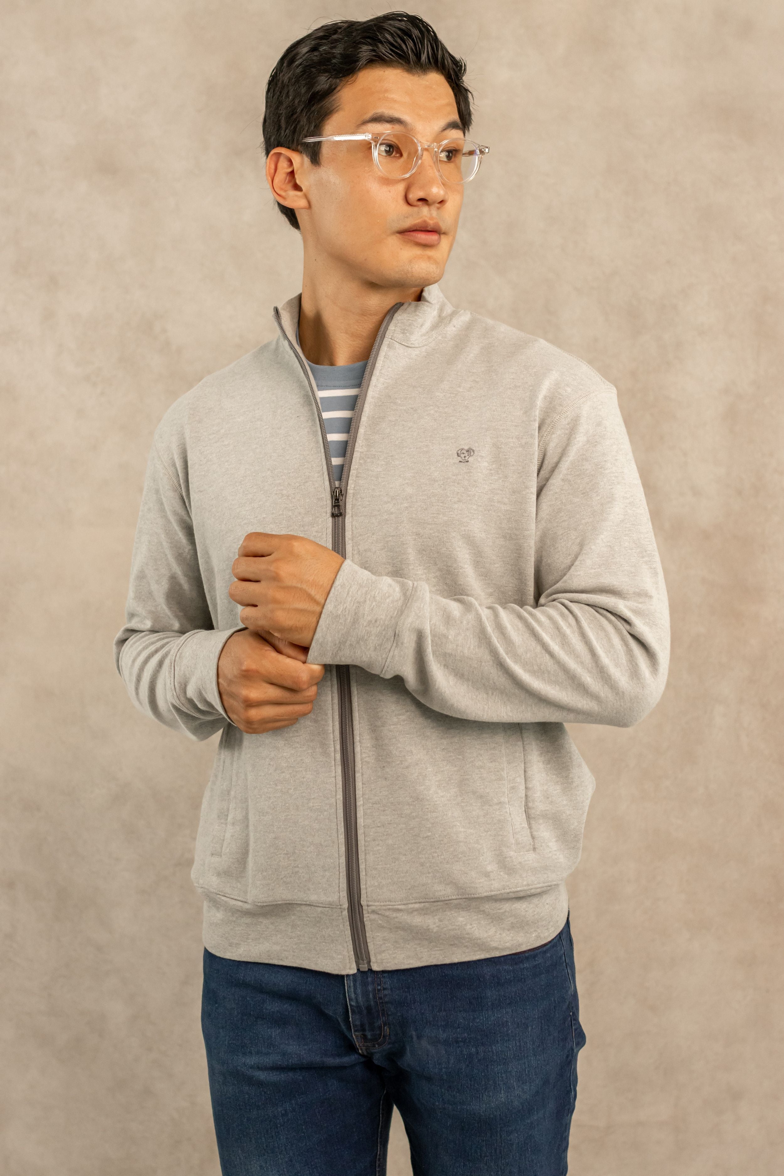 Full-Zip Antimanchas Gris Jaspe