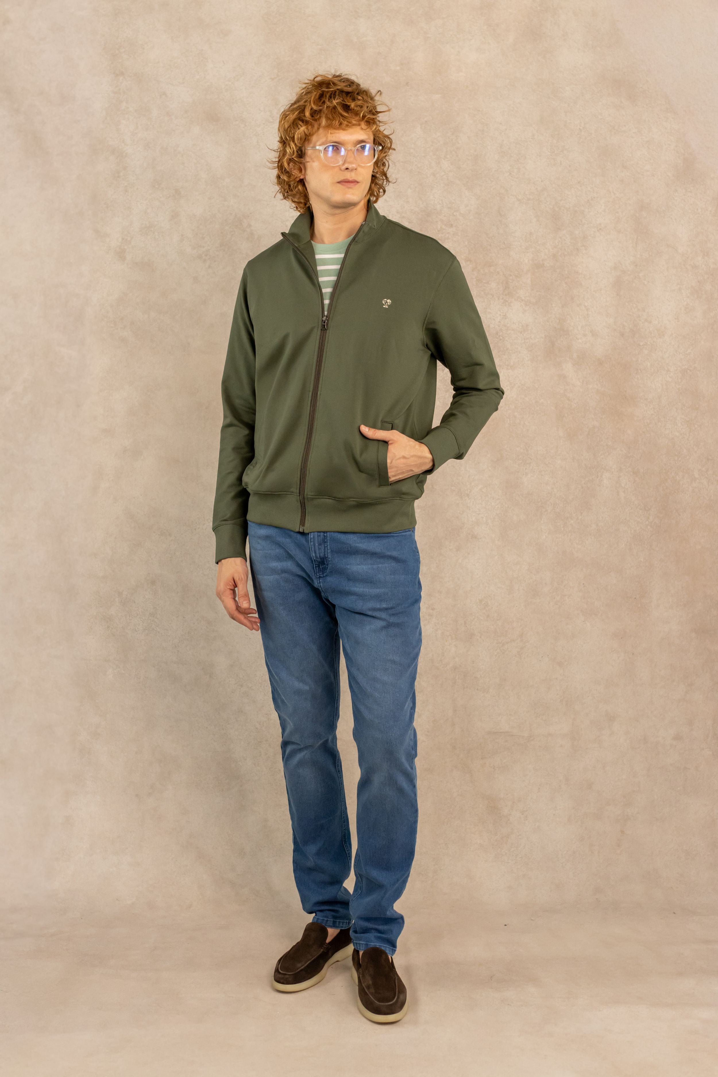 Full-Zip Antimanchas Verde Militar