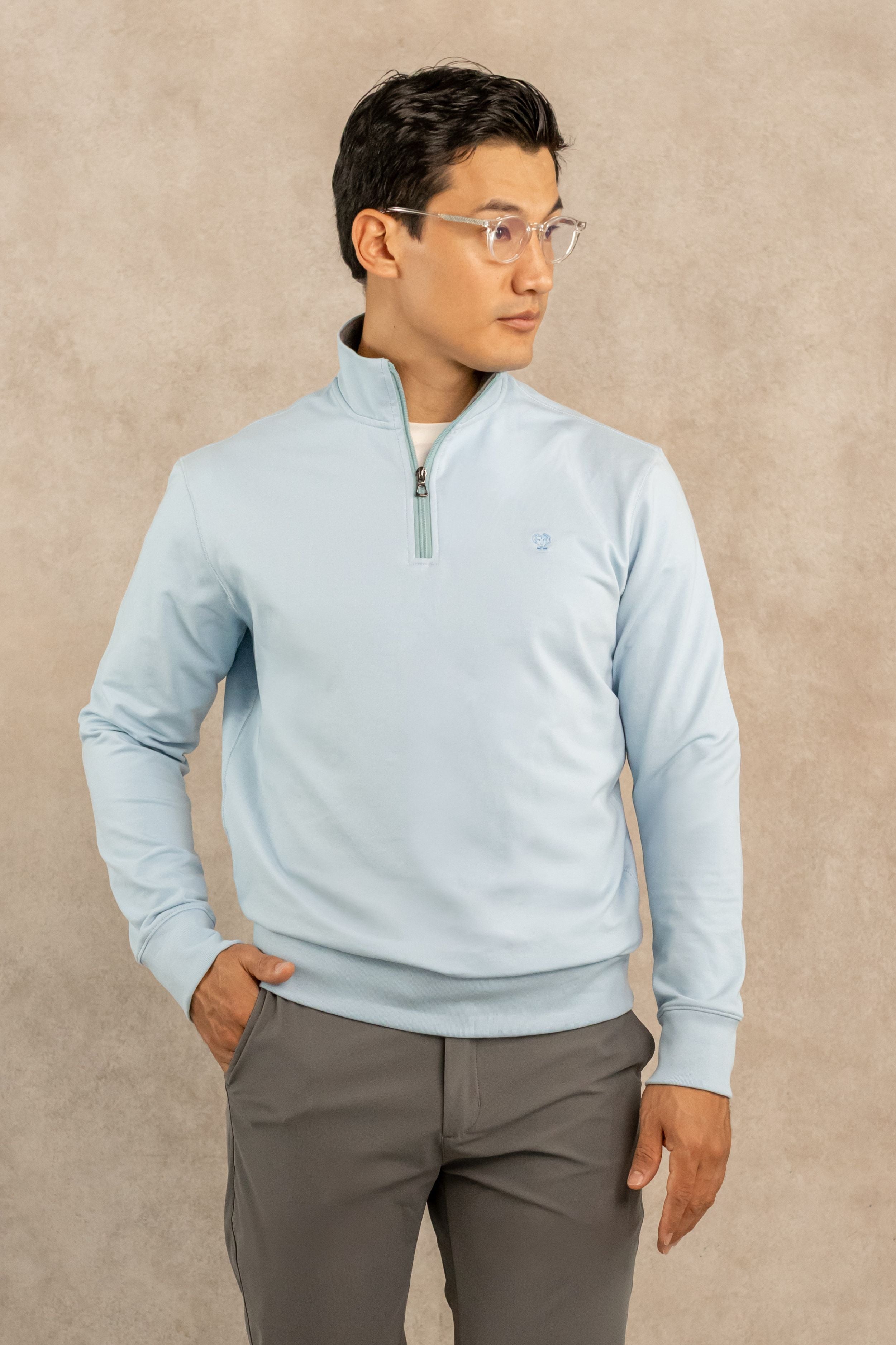 Halfzip Antimanchas Azul Cleste