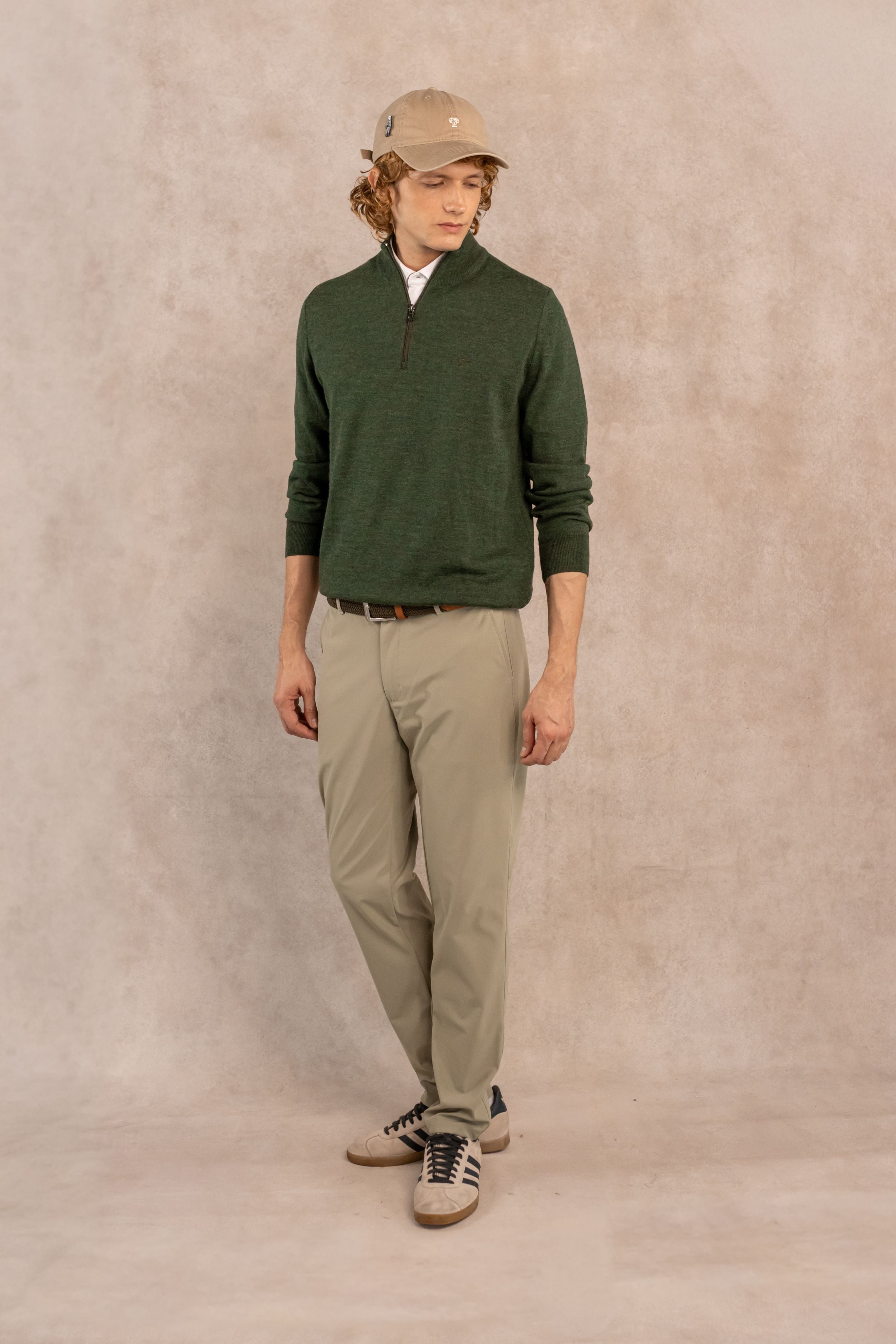 Halfzip Merino Antiarrugas Verde Militar