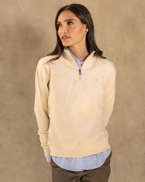 Halfzip Paris Antimanchas marfil para mujer marca DANTE tallaje regular fit foto mdoelo2