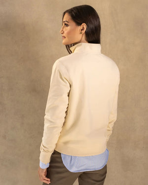 Halfzip Paris Antimanchas marfil para mujer marca DANTE tallaje regular fit foto espalda