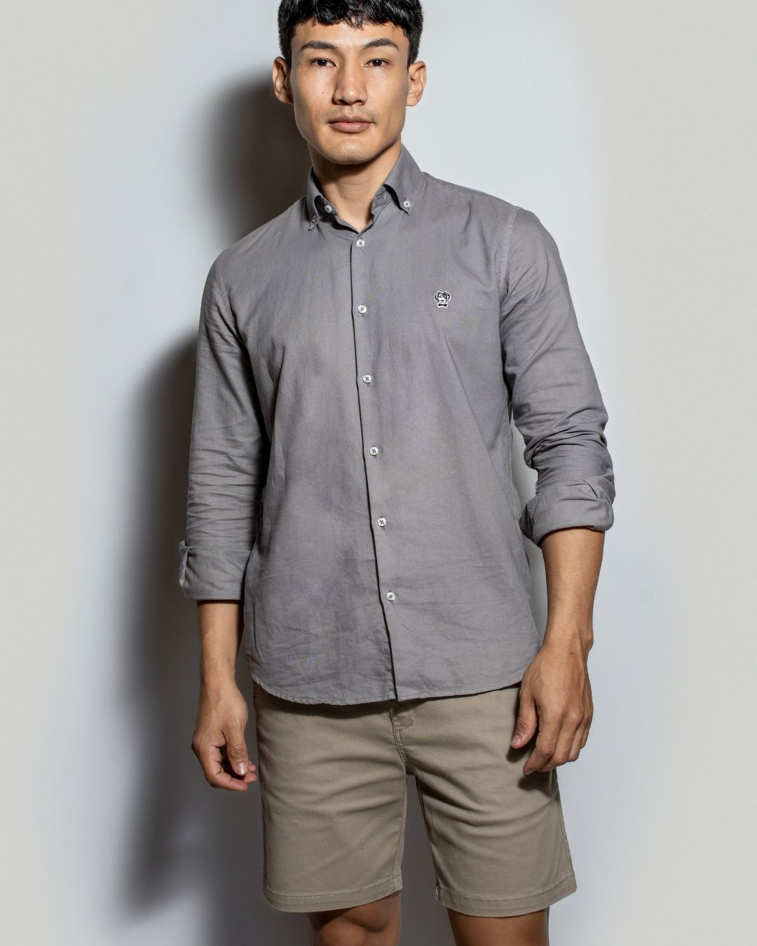 Camisa Antimanchas Popelina Gris Oscuro - Talla Slim