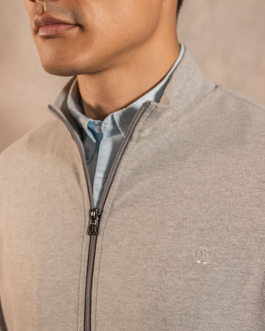 Full-Zip Antimanchas Gris Jaspe