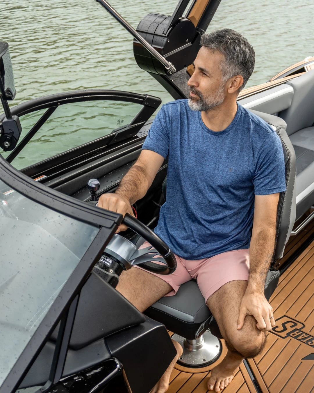 Camiseta Performance Antiarrugas Azul Jaspe