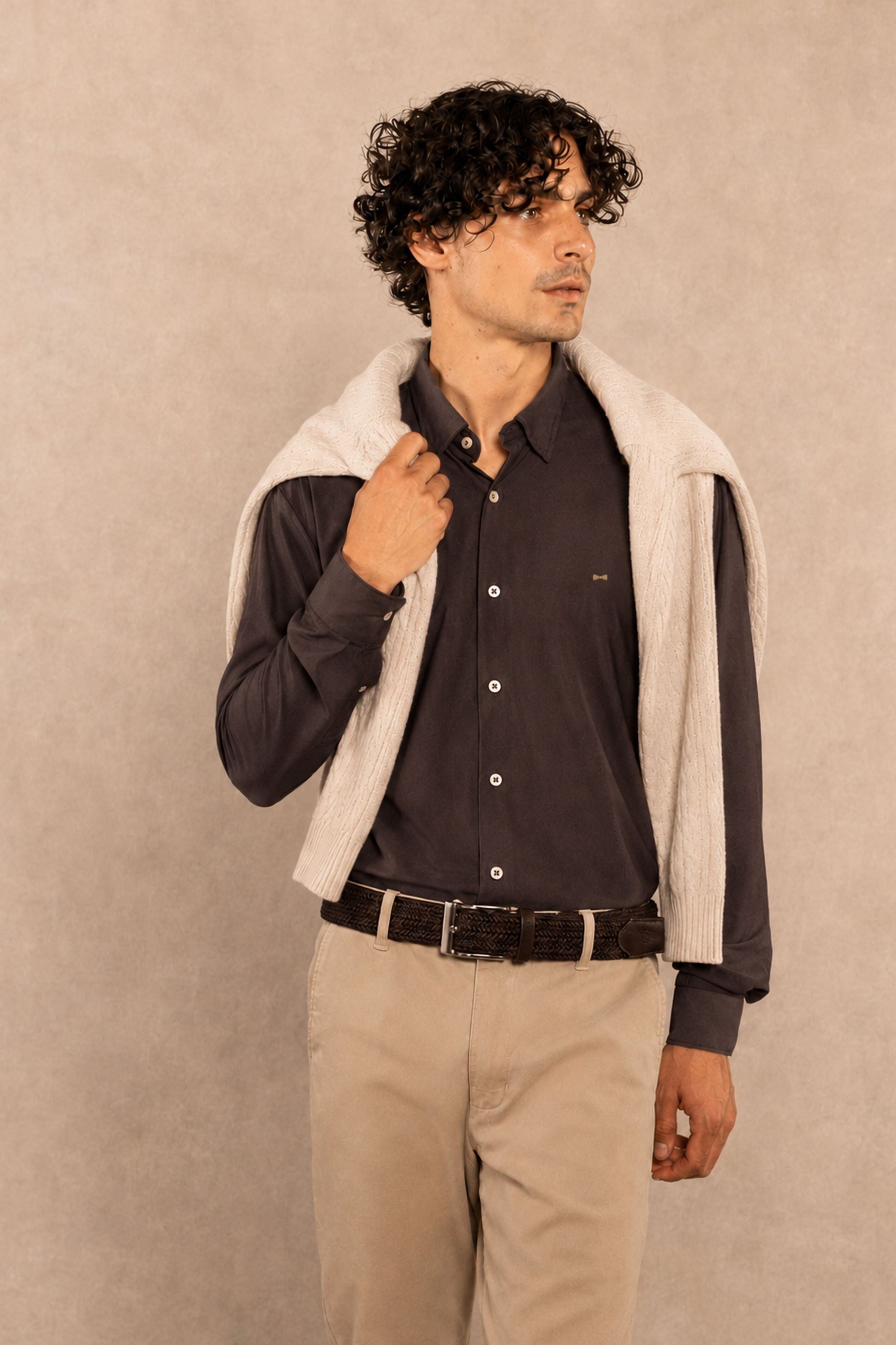 Camisa Performance Oxford Cafe