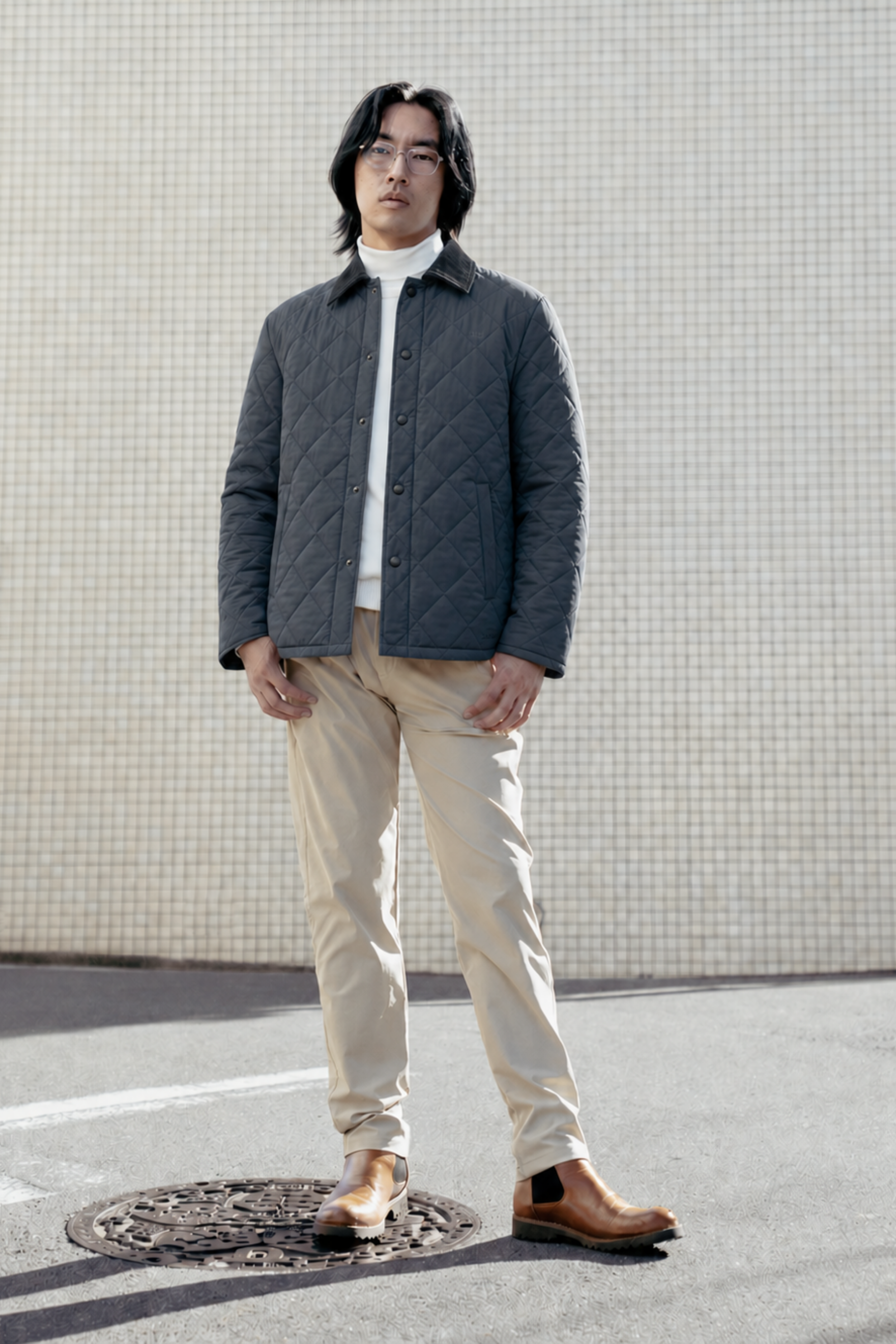 Chaqueta Alcolchada Rombos Gris