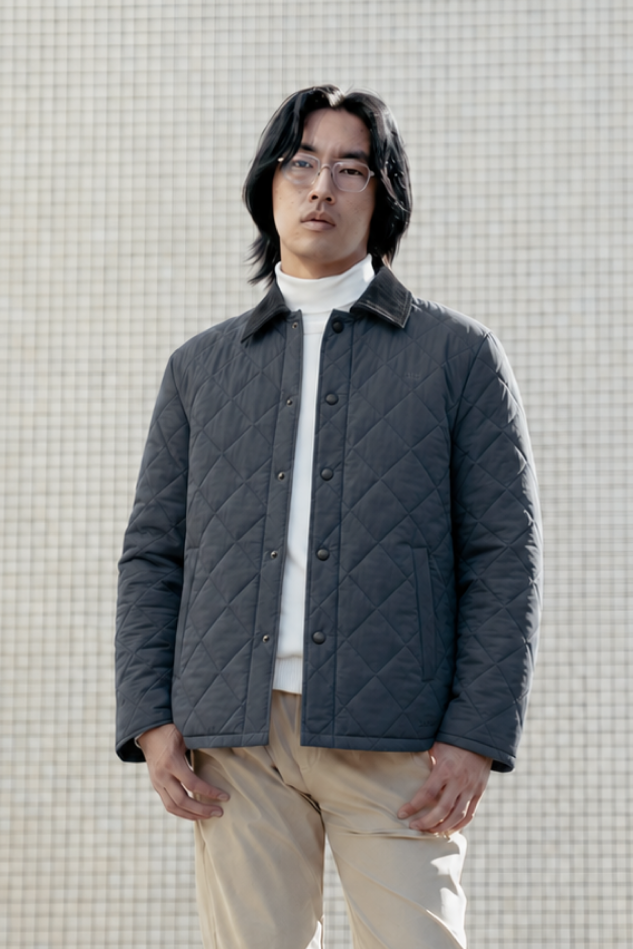 Chaqueta Alcolchada Rombos Gris