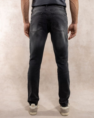 Jean elastico para hombre color negro phantom marca DANTE regular fit foto atras