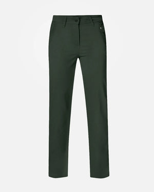 Pantalón elástico chino color verde militar para mujer marca DANTE foto Mockup