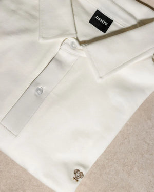 Polo Antimanchas Cuello Rígido Ivory marca DANTE tallaje regular fit foto producto