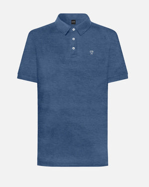 Polo Performance Antiarrugas Azul Jaspe Oscuro para hombre marca DANTE tallaje regular fit foto mockup
